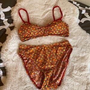 Speedo Size Small Orange Floral Bikini